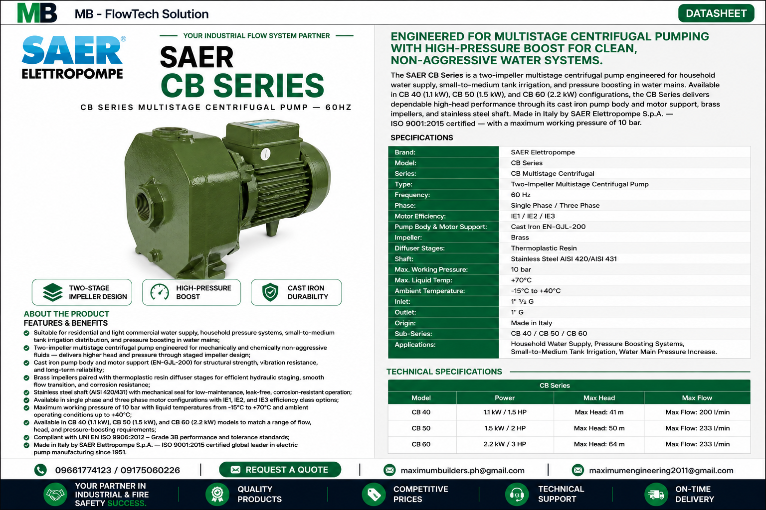CB Multistage Centrifugal Brochure