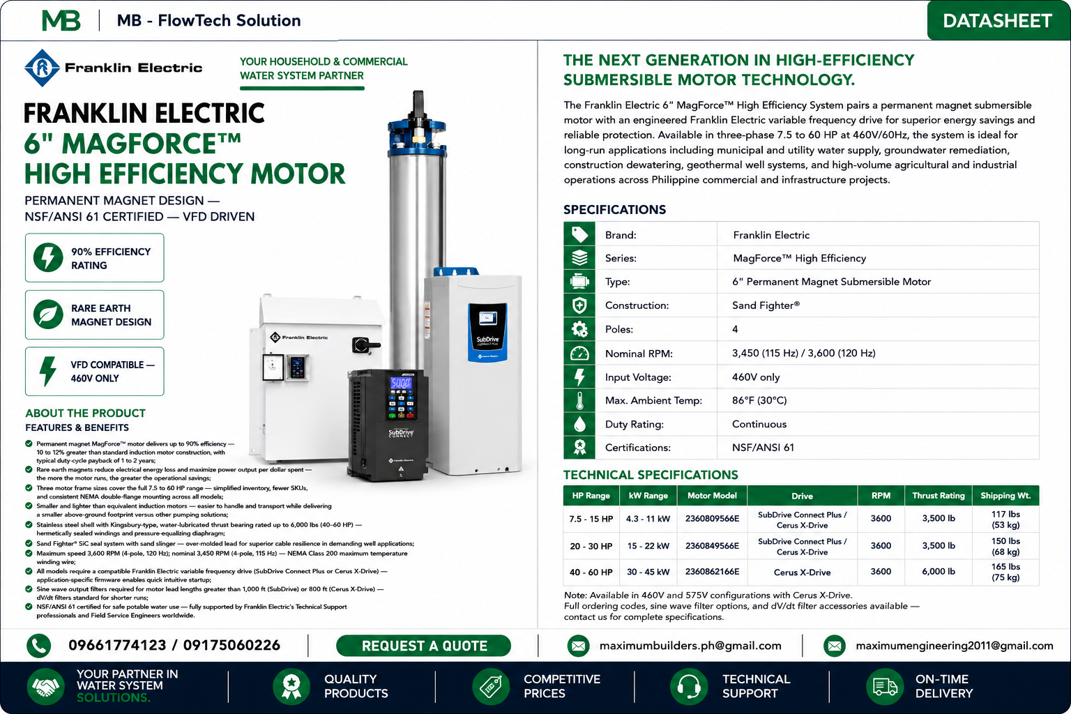 6" Magforce High Efficiency Motors Brochure