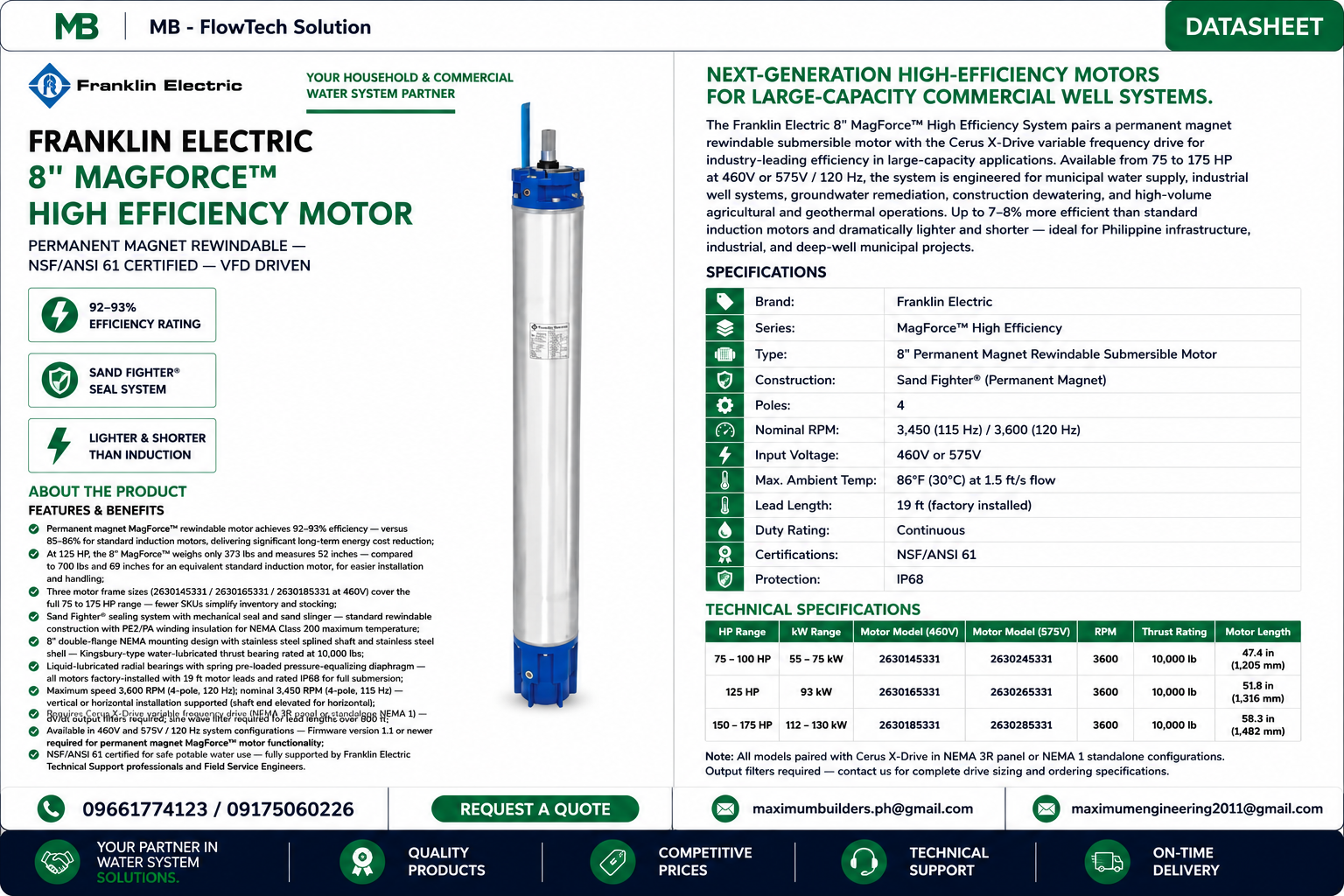 8" Magforce High Efficiency Motors Brochure