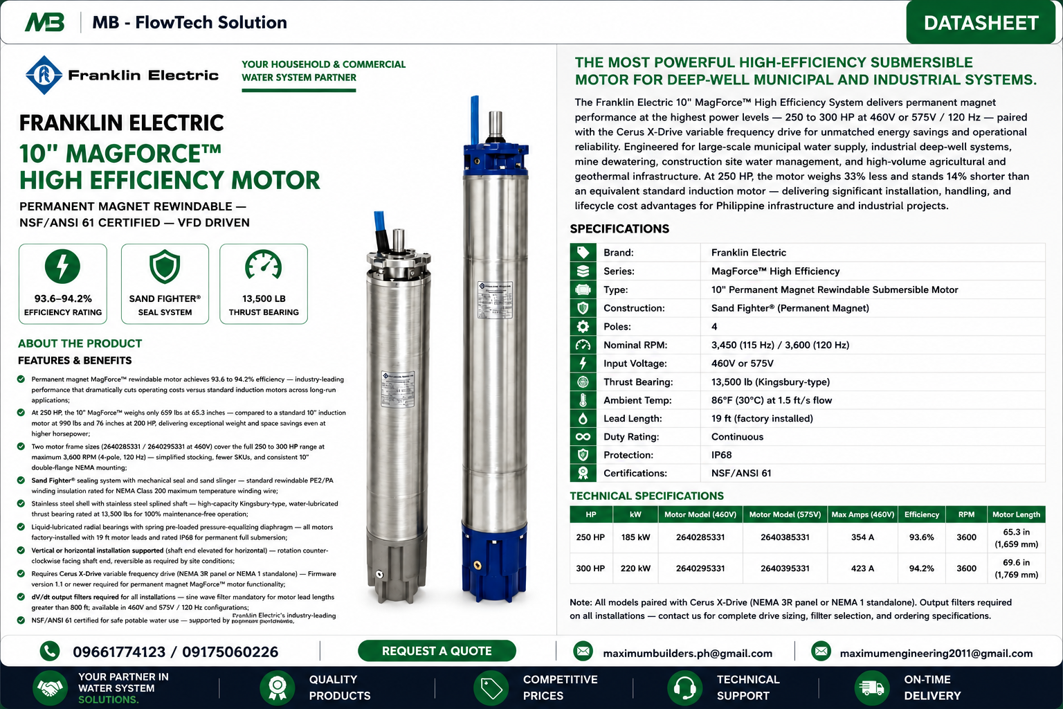 10" Magforce High Efficiency Motors Brochure