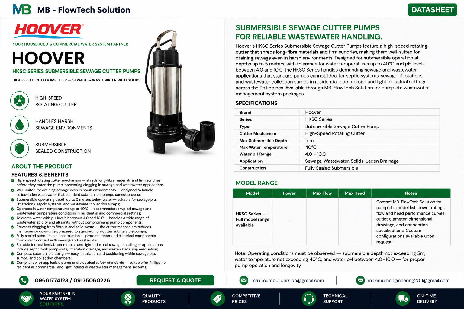 Submersible Sewage Cutter Pump (HKSC Series) Brochure