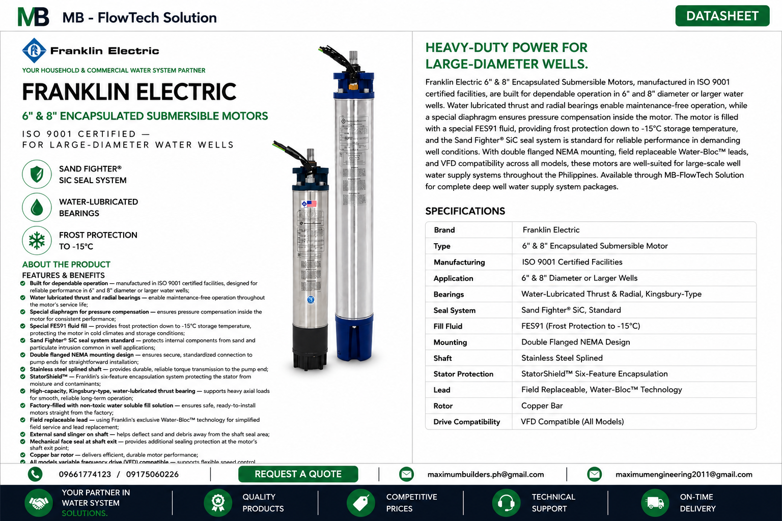 6″ & 8″ Encapsulated Submersible Motors Brochure