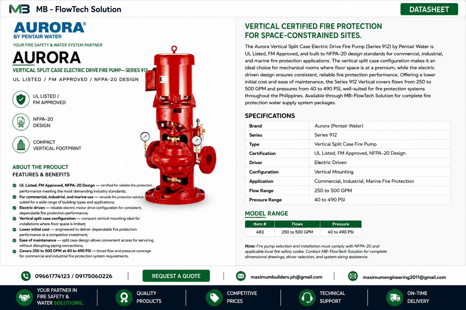 Vertical Split Case Electric Drive Fire Pump – Series 912 Brochure
