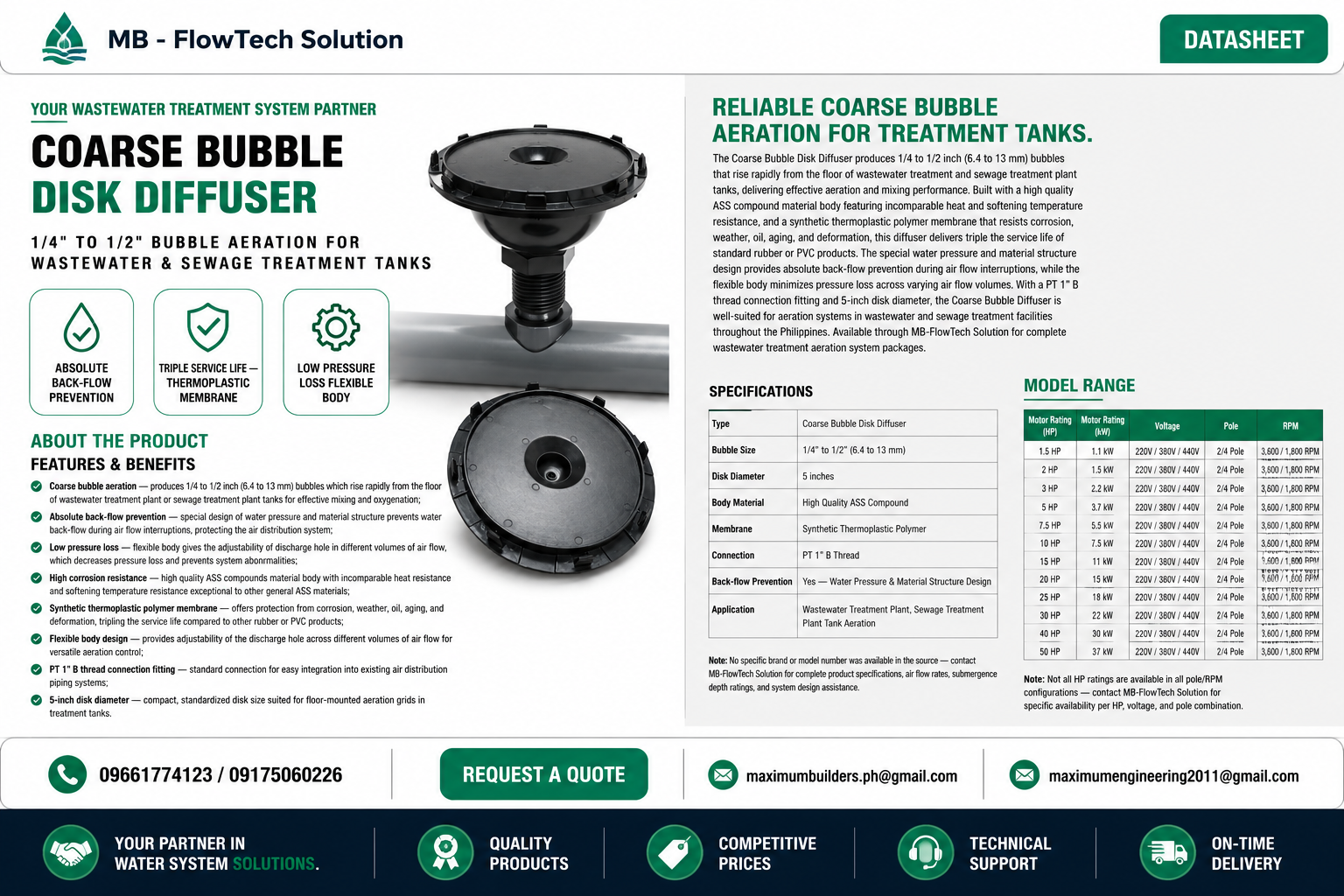 Coarse Bubble Diffuser Brochure