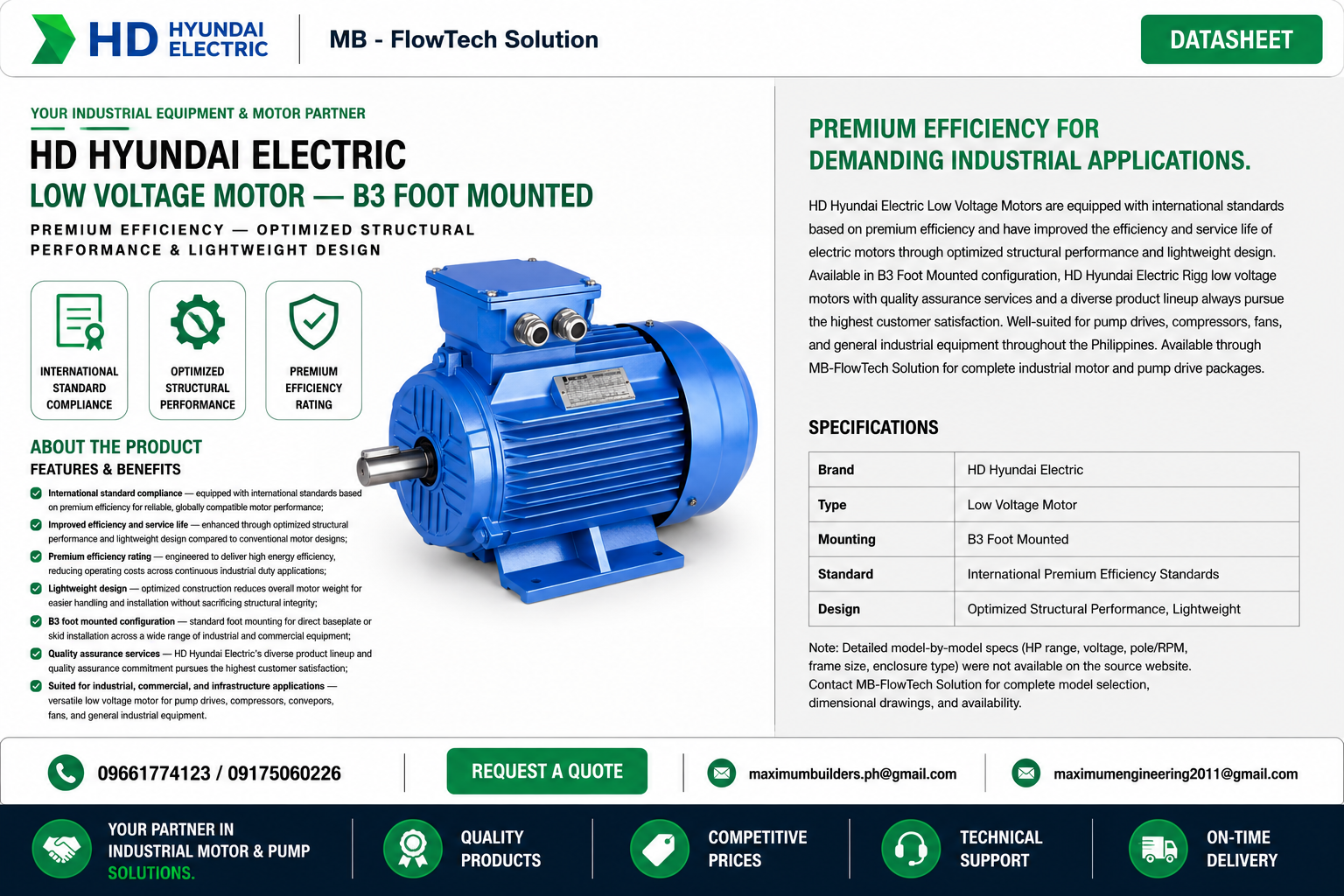 Motor LV – B3 Foot Mounted Brochure