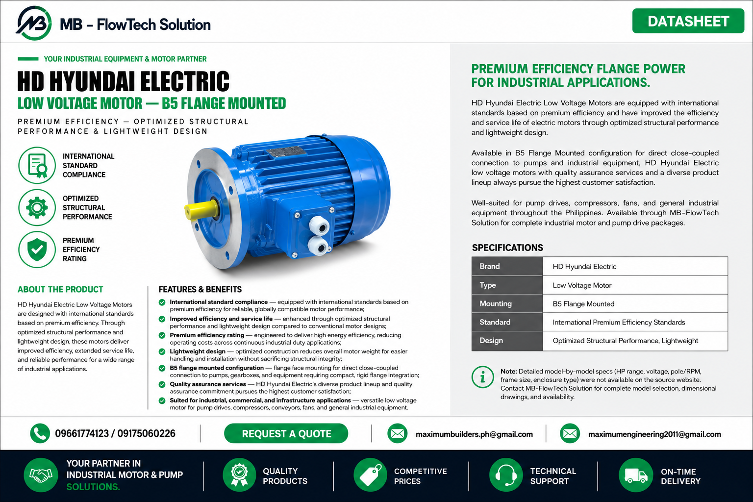 Motor LV – B5 Flange Mounted Brochure