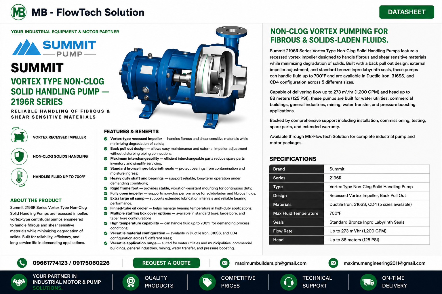 Vortex Non-Clog End Suction Brochure