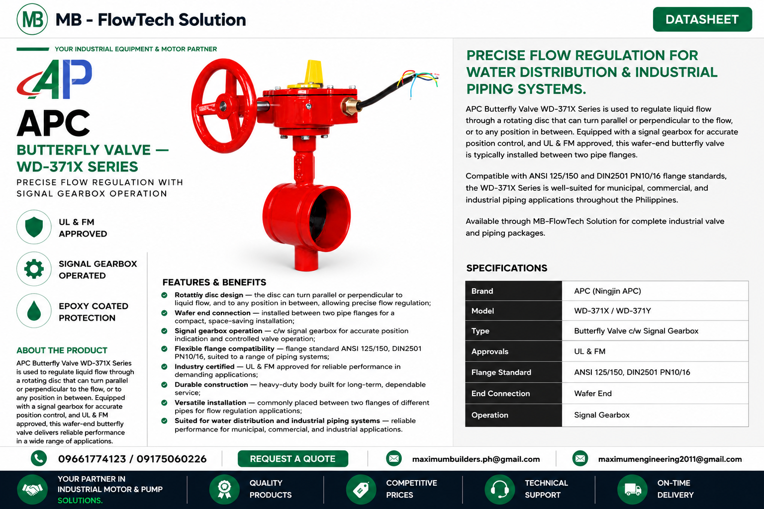 Butterfly Valve – WD-371X Brochure
