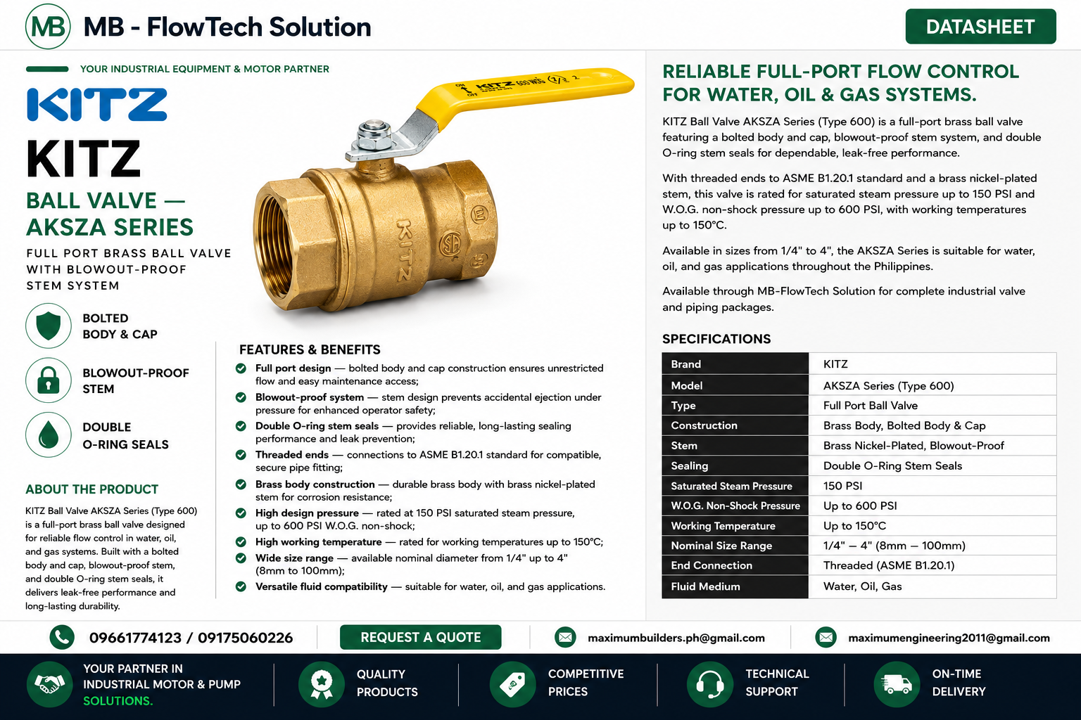 Ball Valve – AKSZA SERIES Brochure