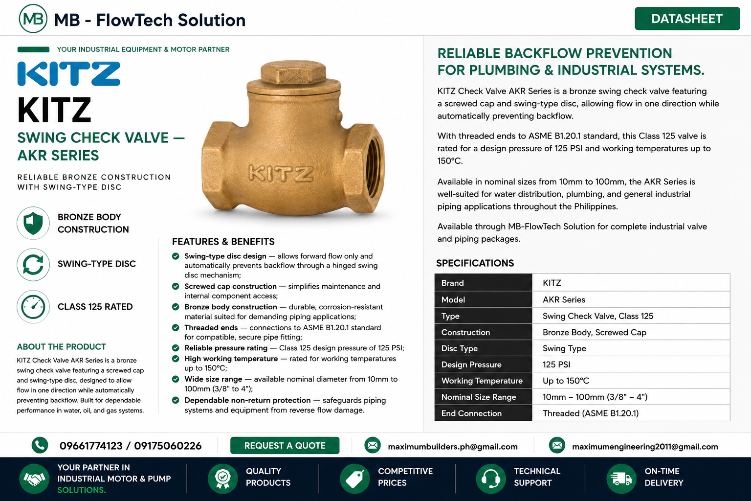 Check Valve – AKR SERIES Brochure